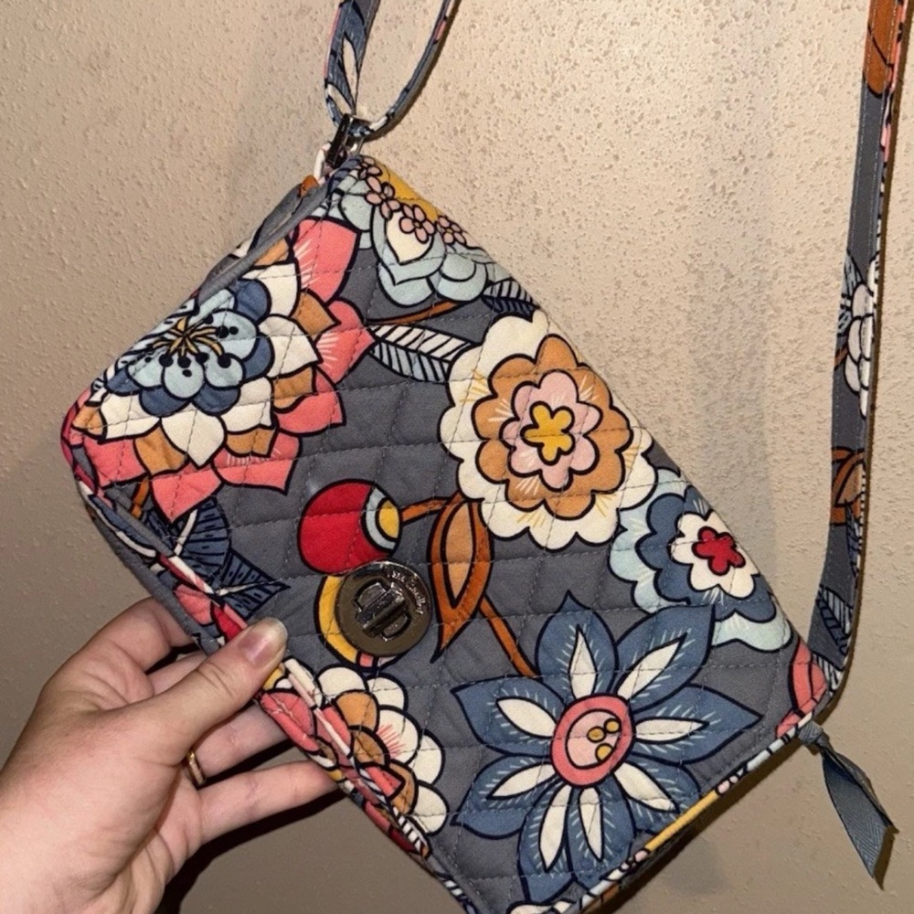 Vera Bradley Floral Crossbody Bag - Blue and Pink